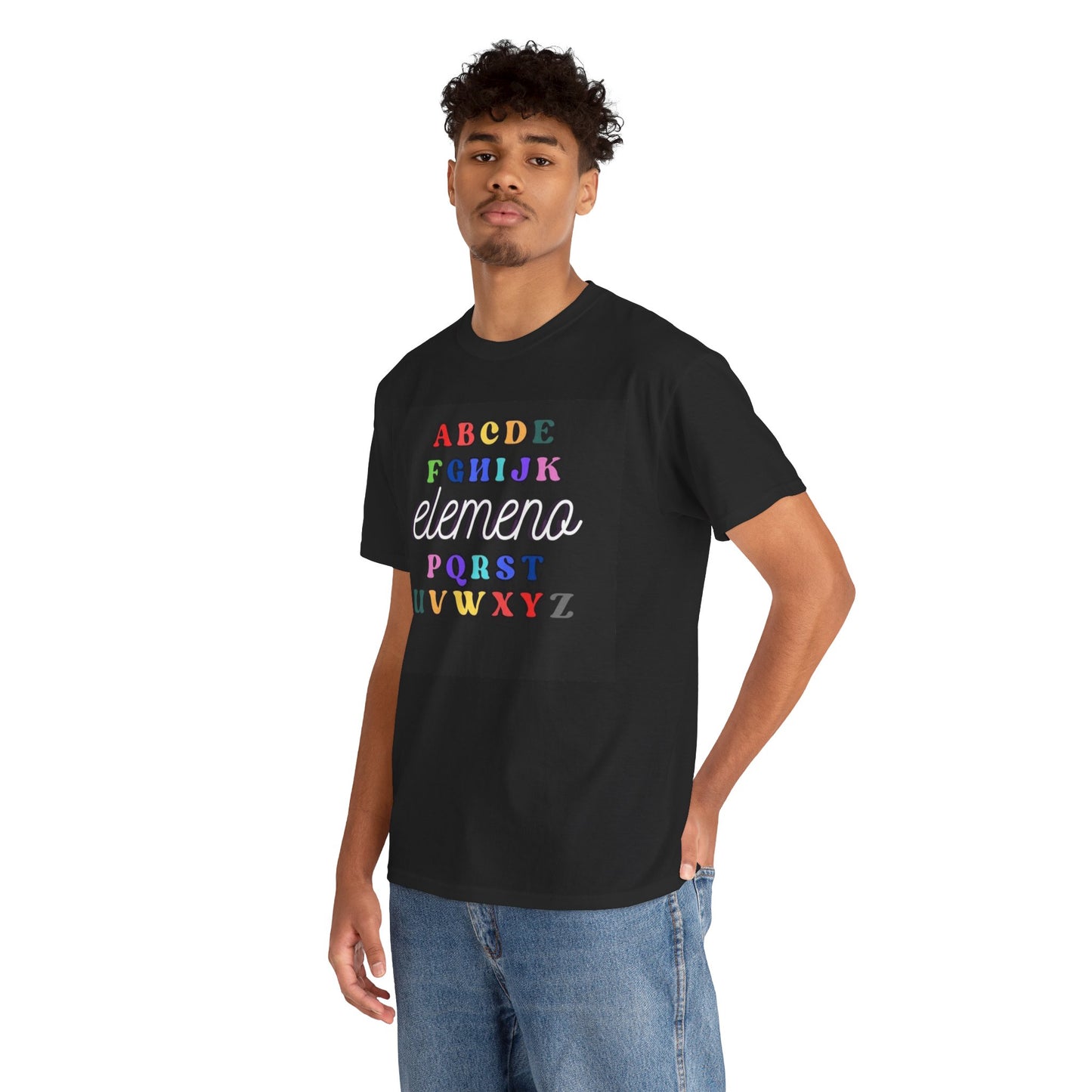 A B C elemeno P alphabet slogan t shirt