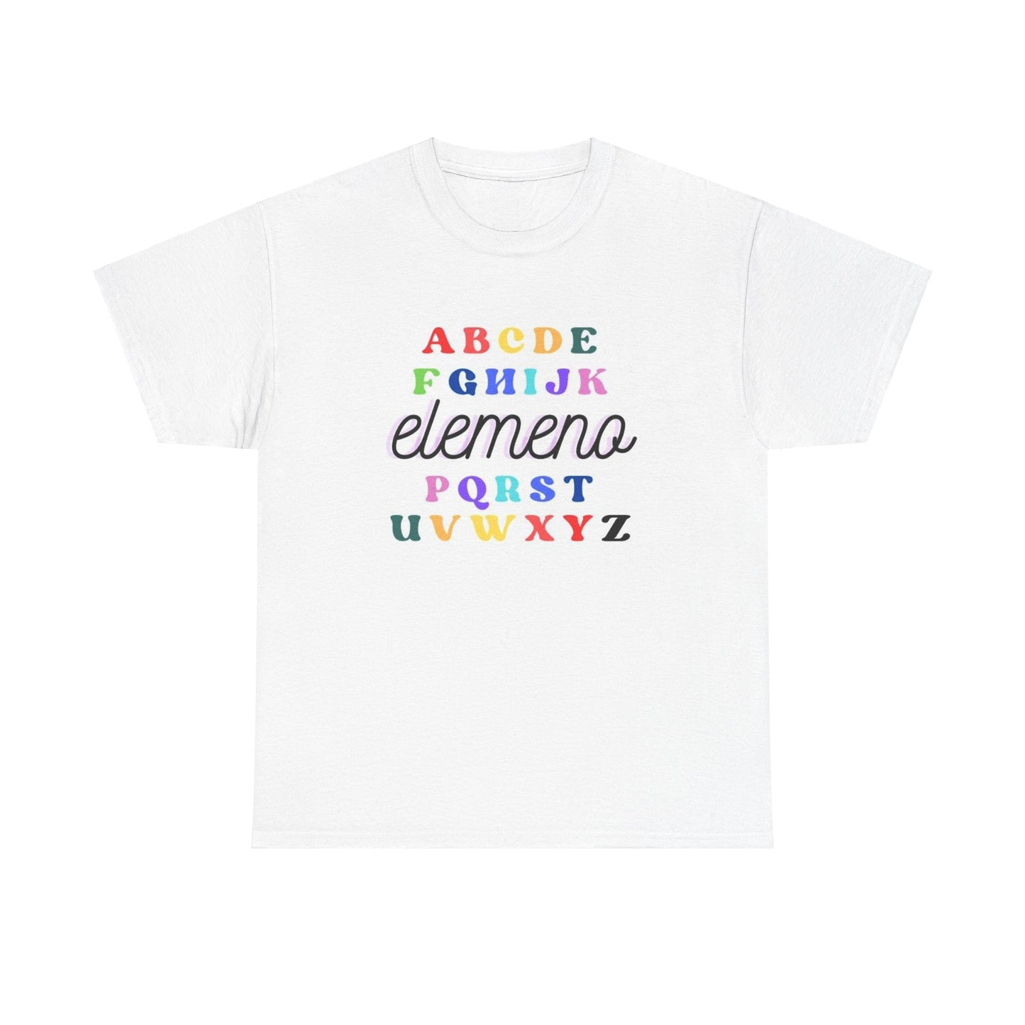 A B C elemeno P alphabet slogan t shirt