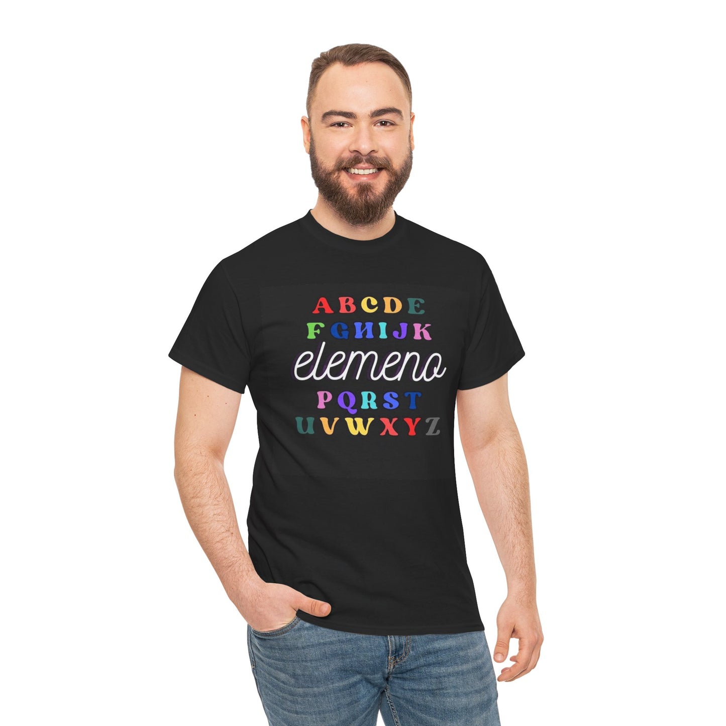 A B C elemeno P alphabet slogan t shirt