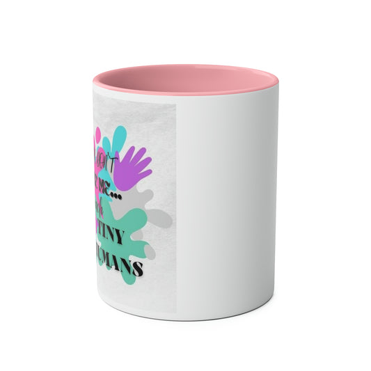 Funny slogan pastel You dont scare me I teach tiny humans two-Tone Coffee Mugs, 11oz