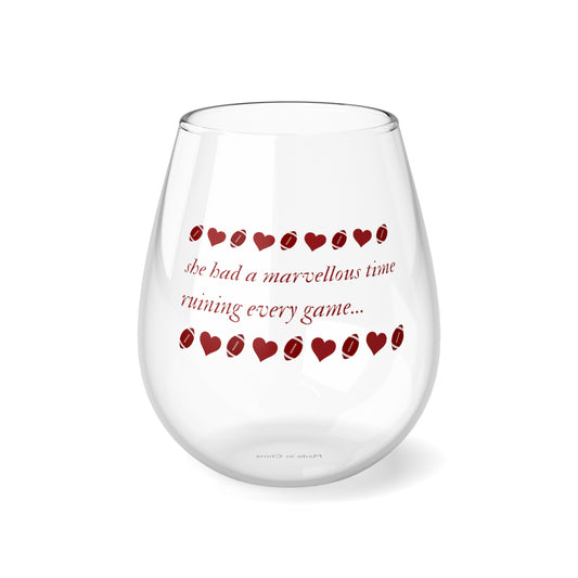 She had a marvellous time ruining every game Taylor folklore quote Super Bowl stemless Wine Glass