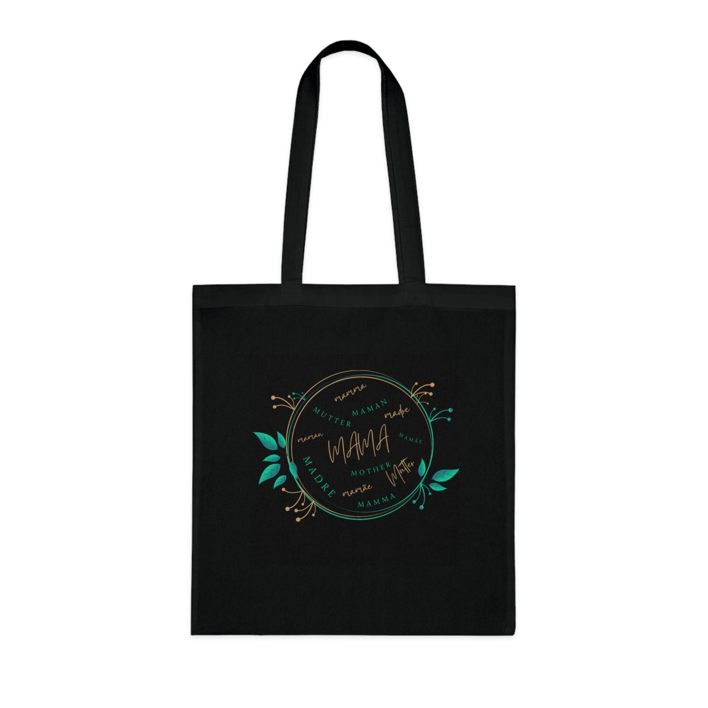 MAMA mum in multi languages black Cotton Tote bag.