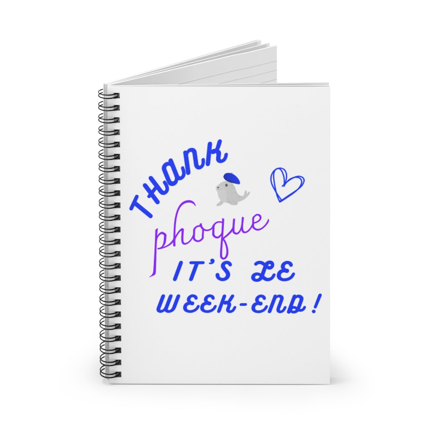 French teacher gift funny notebook Thank phoque its Le weekend