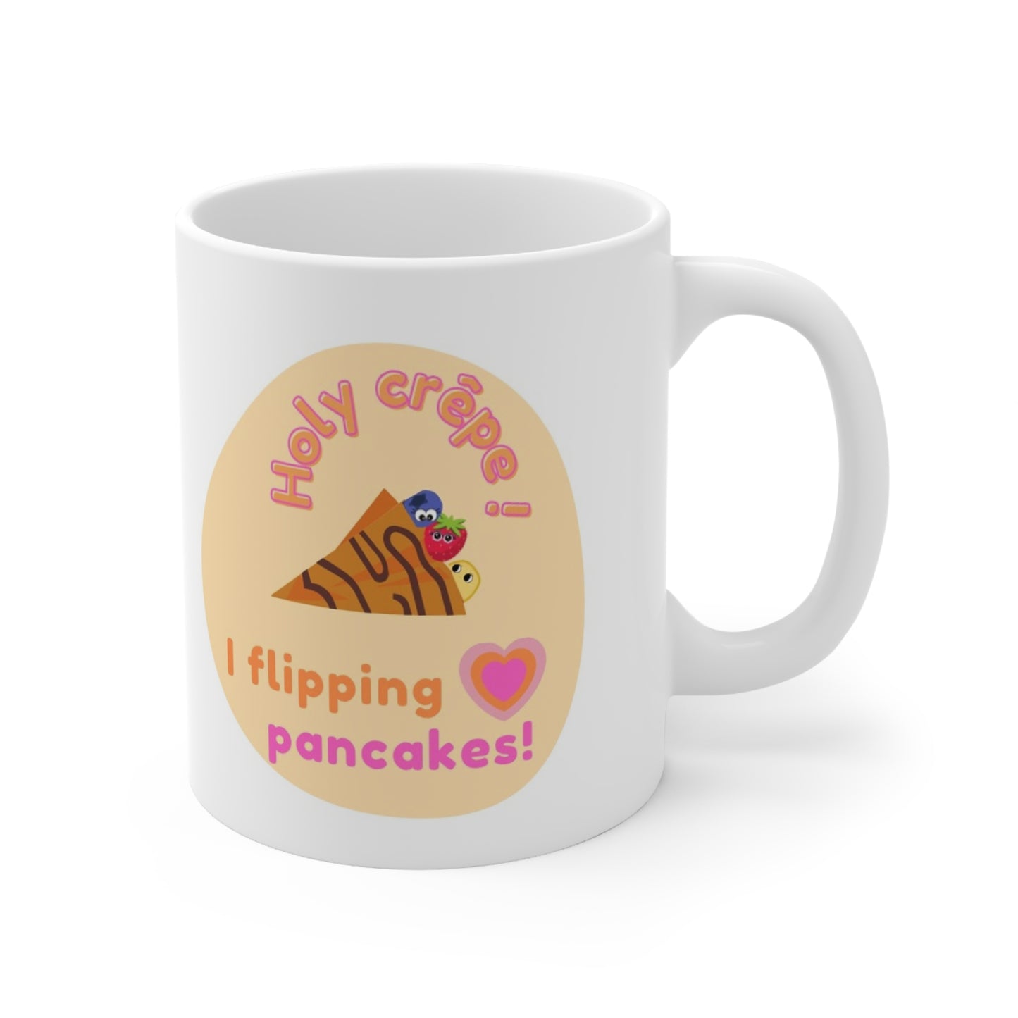 Pancake day mug French teacher gift funny pun Holy crepe