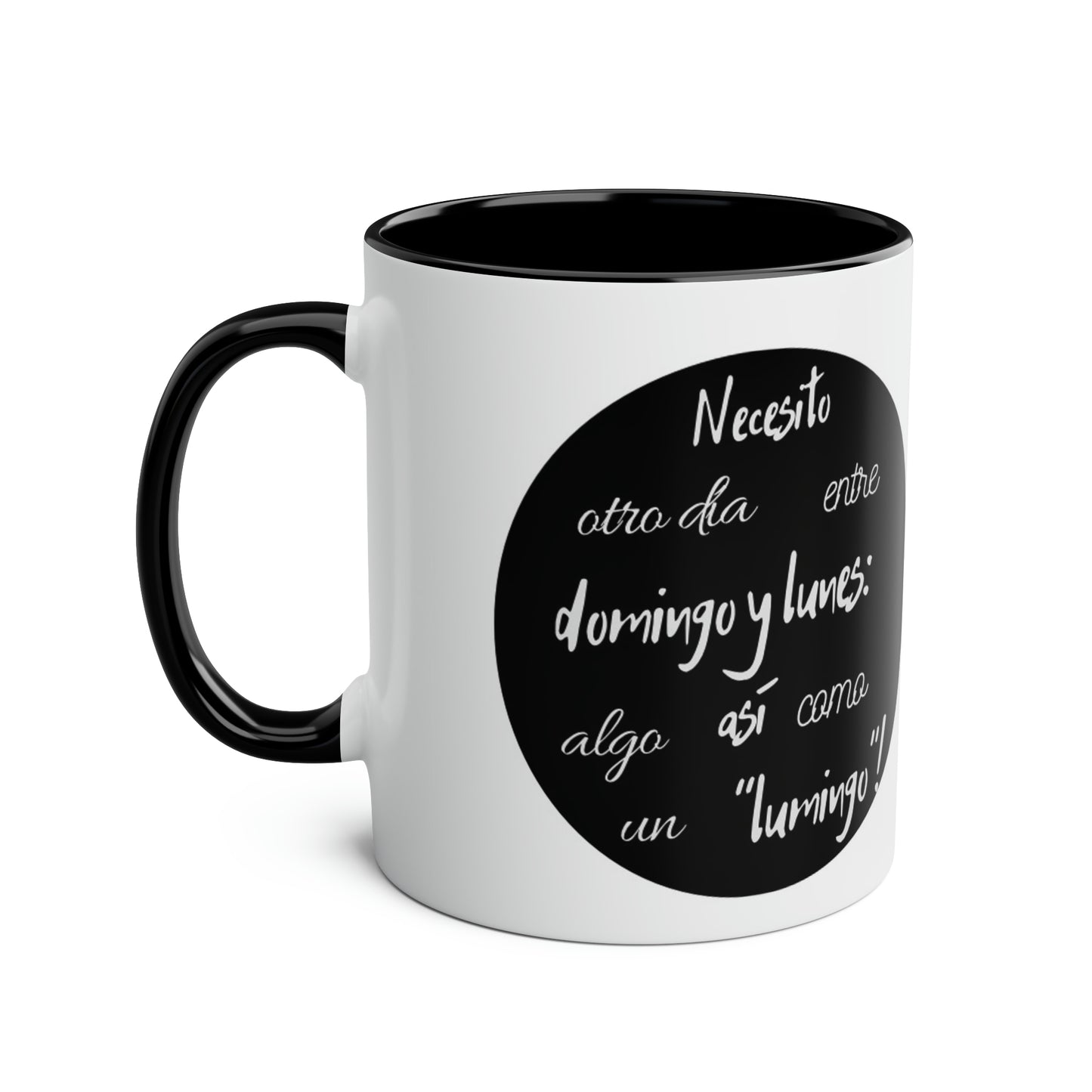 Necesito un lumingo silly Spanish Two-Tone Coffee Mugs, 11oz