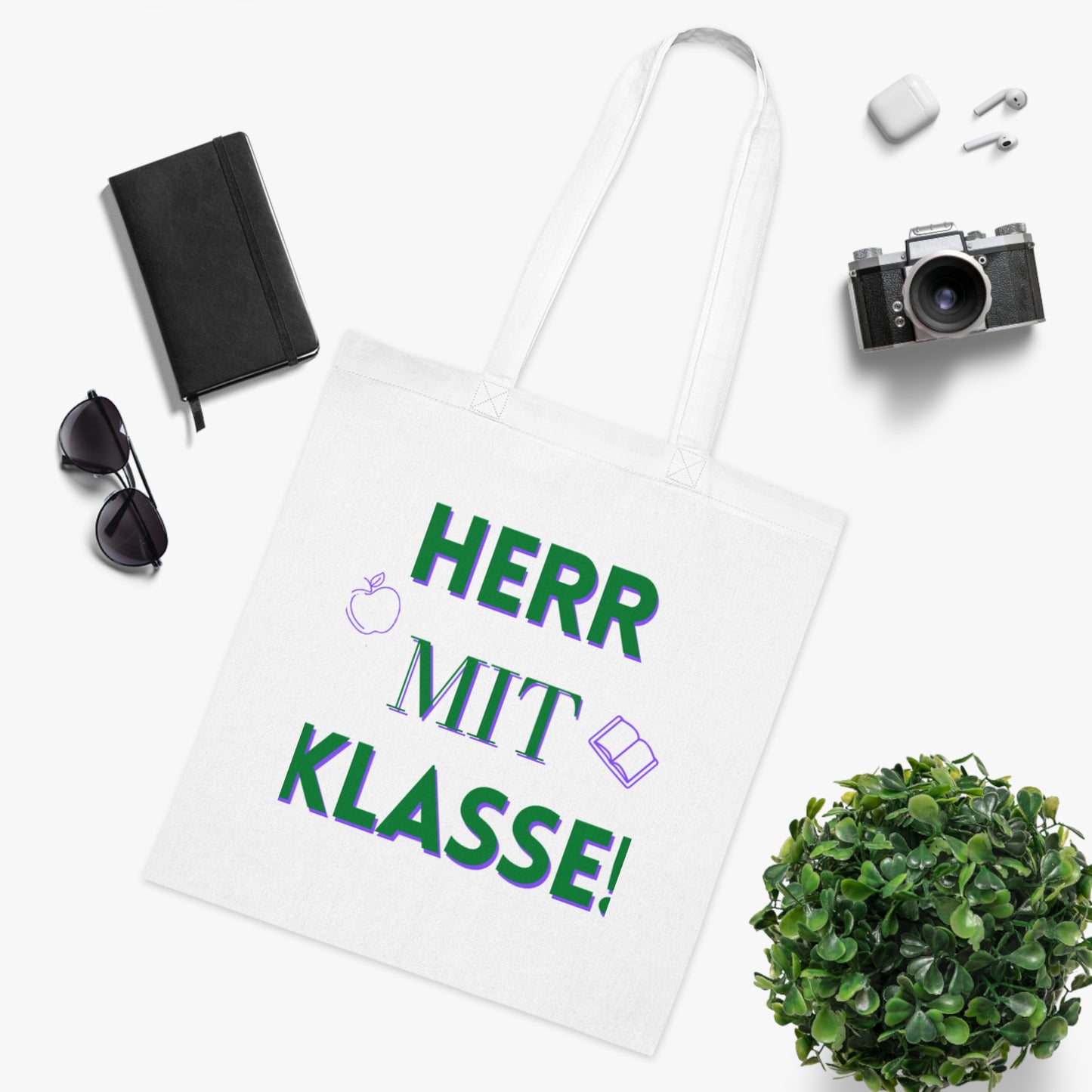 German teacher gift funny pun tote bag Herr mit Klasse