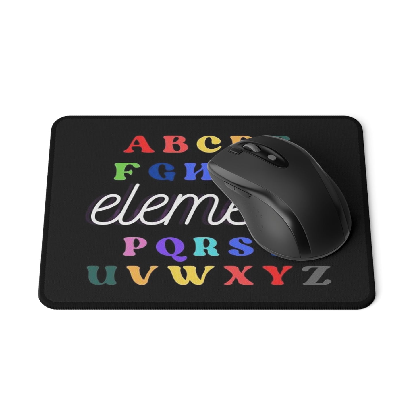 Teacher black mouse mat with funny A Z slogan