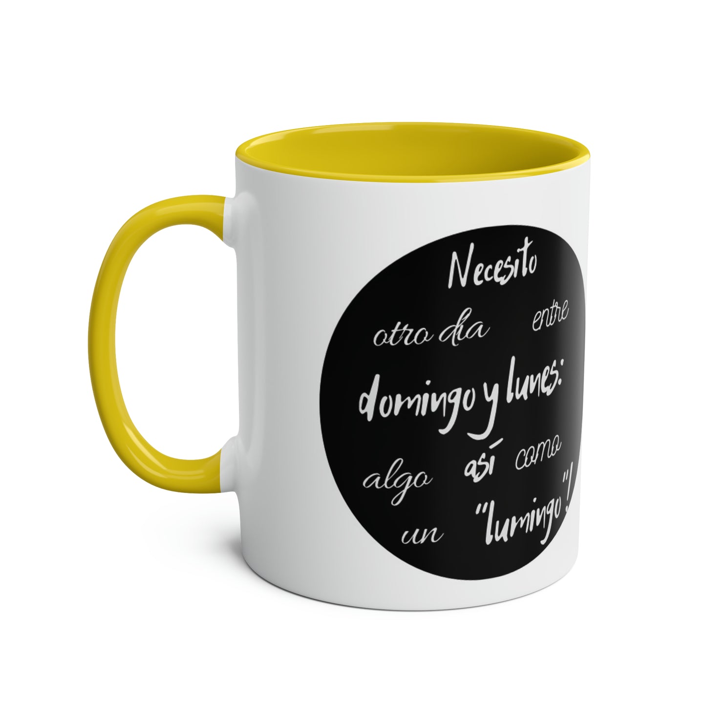 Necesito un lumingo silly Spanish Two-Tone Coffee Mugs, 11oz