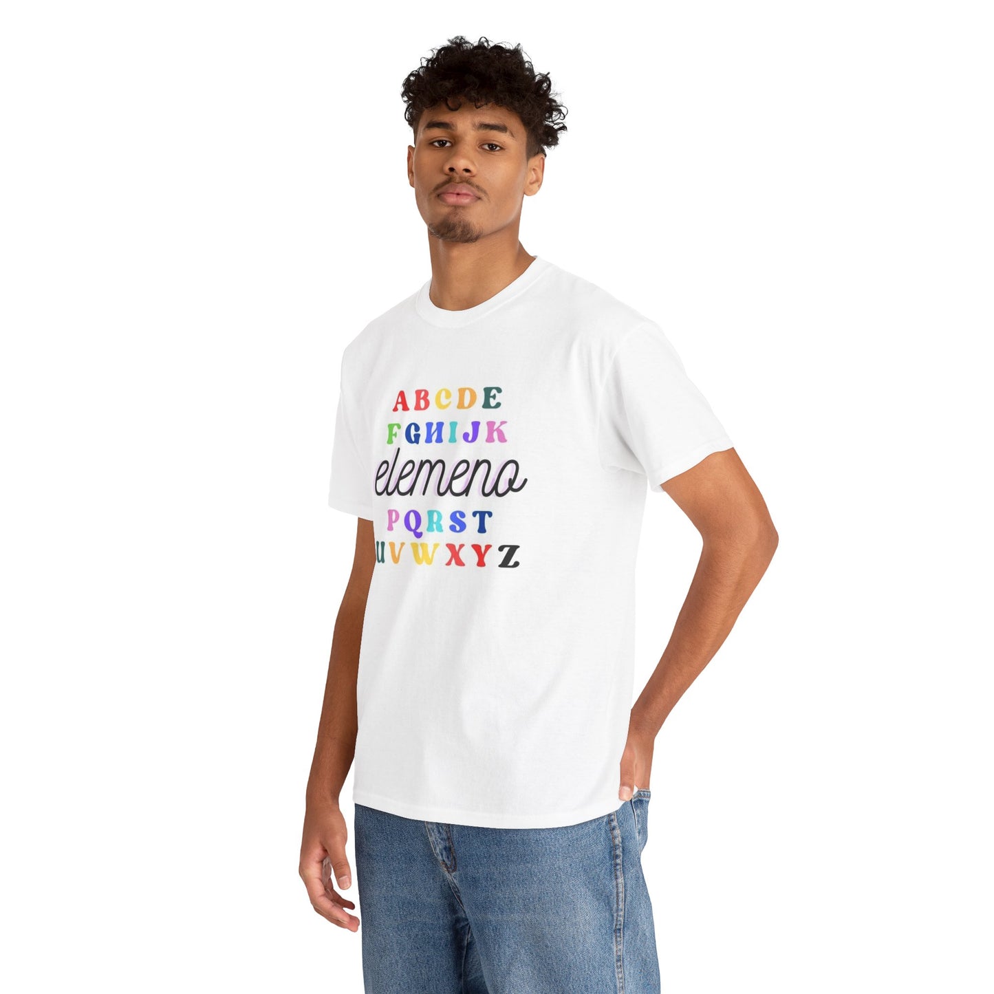 A B C elemeno P alphabet slogan t shirt