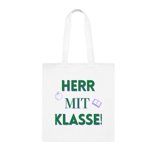 German teacher gift funny pun tote bag Herr mit Klasse