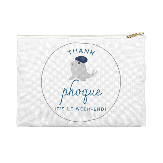 French teacher gift French pun pencil case pouch Thank phoque its le weekend