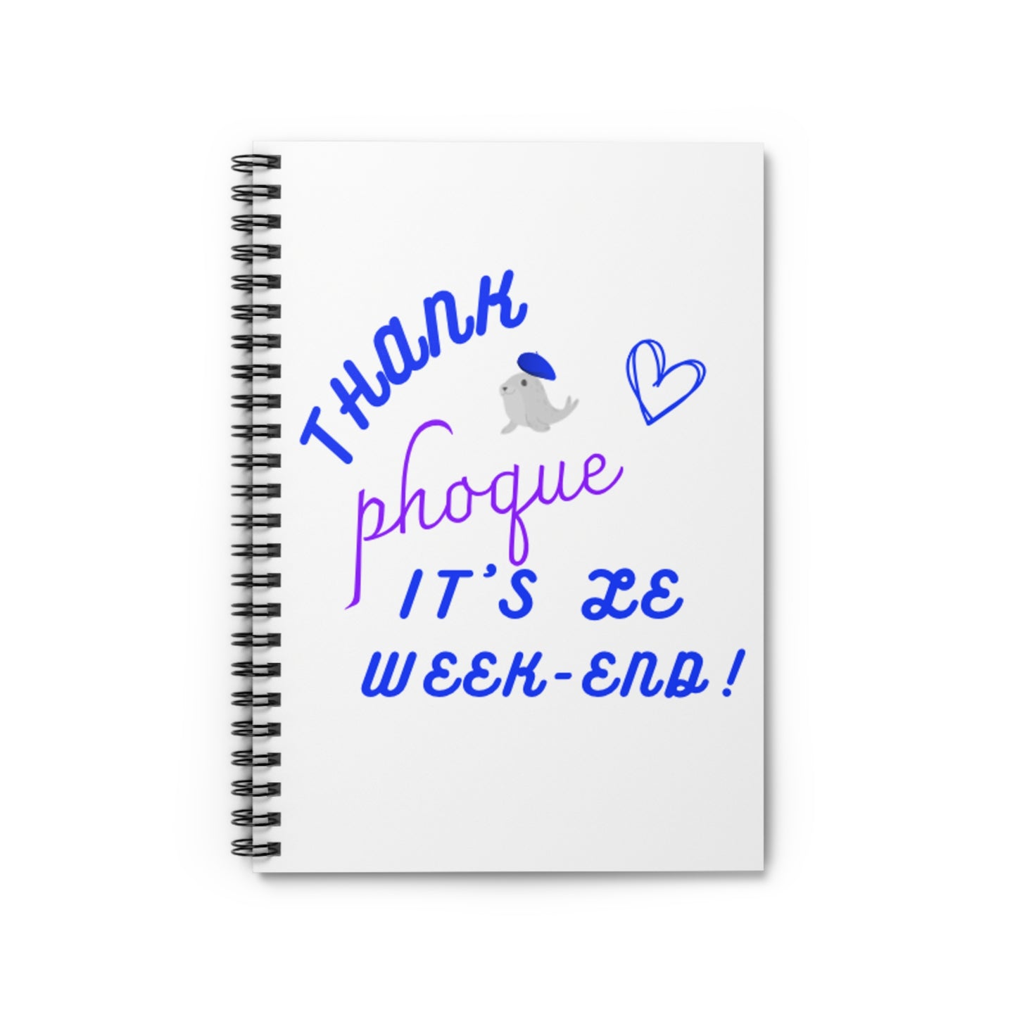 French teacher gift funny notebook Thank phoque its Le weekend